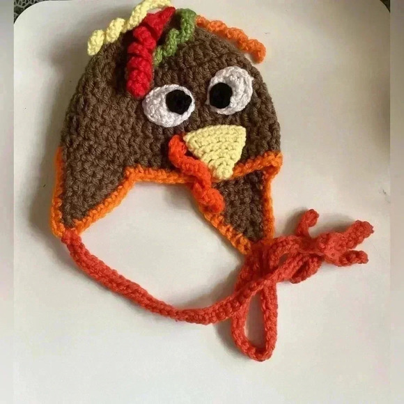 New Handmade crochet / knit baby Turkey hat Beanie - Picture 4 of 9